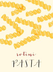 Illustration Rotini Italian pasta. Rotini poster illustration., Alina Beketova