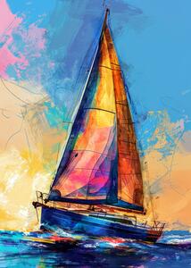 Illustration Yacht racing sport, Justyna Jaszke