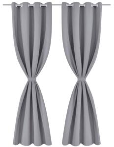 Mörkläggningsgardiner med metallringar 2 st 135 x 245 cm grå