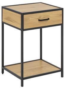 ACT NORDIC Seaford sängbord - natur / svart papper vild deg / metall, med 1 låda och 1 hylla