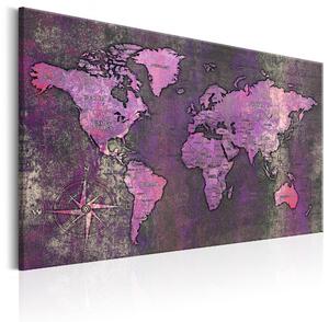 ARTGEIST Amethyst Map - V&aumlrldskarta i lila oxiderad look tryckt p&aring duk - Flera storlekar 90x60