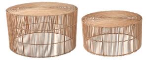 KAVE HOME Elmima Soffbord, Runt - Naturlig Rotting (Set om 2) (Ø 66) (Ø 55 cm)