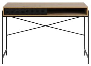 ACT NORDIC Angus Skrivbord, med Skjutd&oumlrr - Naturpapper, Vildek och Svart Metall