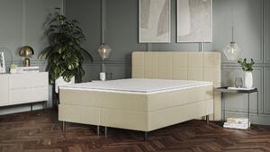 Emma Premium Kontinentalsäng 140x200 cm - Beige - Tuftad sänggavel - Svarta sängben i metall