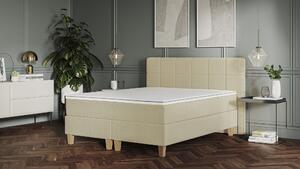 Emma Premium Kontinentalsäng 160x200 cm - Beige - Tuftad sänggavel - Sängben i ek