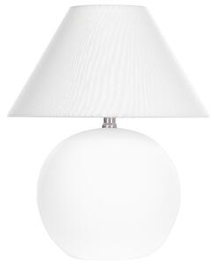 Bordslampa Off-White keramik Linneskärm 41 cm Tyg Trumformad Nattduksbord Vardagsrum Sovrum Belysning Traditionell Design Beliani