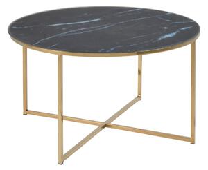 ACT NORDIC Alisma soffbord, runt - svart marmortryck frostat glas och gyllene krommetall