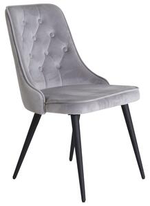 VENTURE DESIGN Velvet Deluxe matbordsstol, med armstöd - ljusgrå velour och svart metall