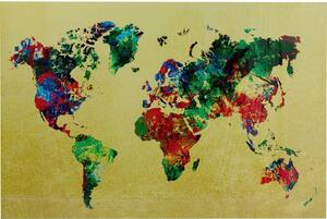 KARE DESIGN Metallic Colorful Map Glass bild - glas och flerfärgad polypropen