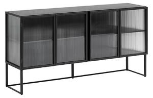 KAVE HOME Trixie Skänk, med 4 Luckor och Hylla - Klarglas och Svart Stål (160 x 81 cm)