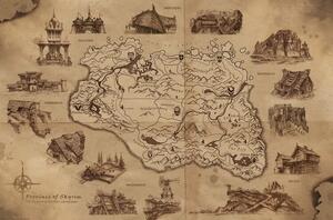 Poster, Affisch The Elder Scrolls V: Skyrim - Illustrated Map, (91.5 x 61 cm)