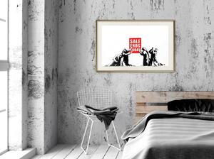 Inramad Poster / Tavla - Banksy: Sale Ends - 90x60 Guldram med passepartout