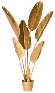 Konstgjord Bananplanta Guld Kruka 123 cm Plastväxt Dekorativ Accessoar För Inomhusbruk Modern Inredning Beliani