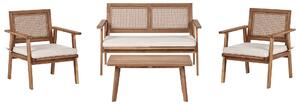 Trädgårdssoffgrupp Ljust Certifierat Akaciaträ Ljusbeige Dynor 4-sits Modern Design Utomhus Samtalsgrupp Beliani