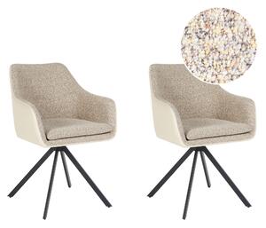 Matstolar 2-pack Beige Polyester och Konstläder Metallben för Matrum Beliani