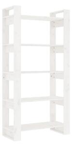 Bokhylla/rumsavdelare vit 80x35x160 cm massiv furu - Vit