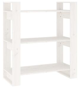 BeBasic Bokhylla/rumsavdelare vit 80x35x91 cm massiv furu -
