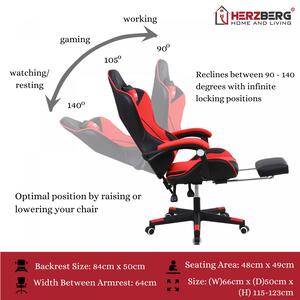 Herzberg spel- och kontorsstol med infällbart fotstöd Röd