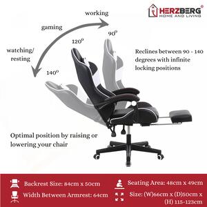 Herzberg HG-8083: Trefärgad spel- och kontorsstol med linjär accentgul