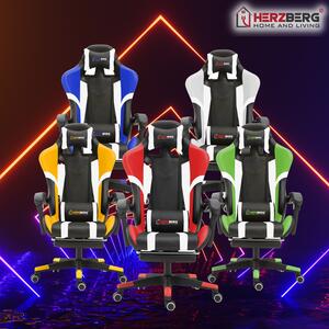 Herzberg HG-8083: Trefärgad spel- och kontorsstol med linjär accentgul