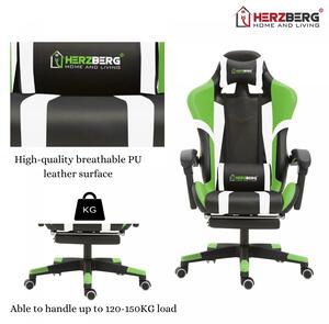 Herzberg HG-8083: Trefärgad spel- och kontorsstol med linjär accentröd