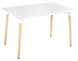 Matbord Vit Bordsben i Bokträ 120 x 80 cm Rektangulär Skandinavisk Stil Matsal Kök Beliani
