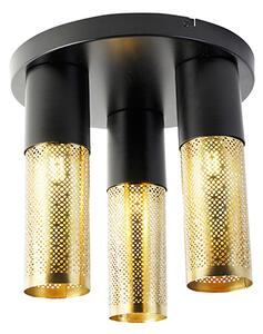 Industriell taklampa svart med guld runda 3 lampor - Raspi