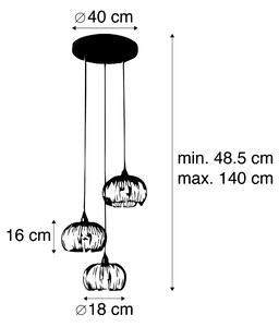 Industriell hänglampa koppar 3-ljus - Finn