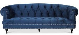 Chesterfield Oxford 3-sits soffa - Blå sammet - Soffbord i marmor, Marmorbord, Bord