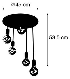 Modern taklampa svart 5-ljus - Facil