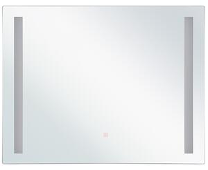 Väggspegel med LED Transparent Glas 60 x 70 cm Rektangulär Upplyst Beliani