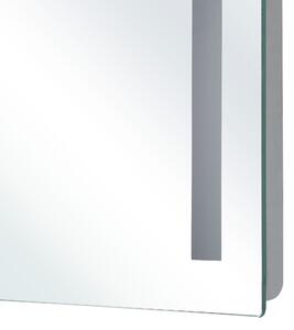 Väggspegel med LED Transparent Glas 60 x 70 cm Rektangulär Upplyst Beliani