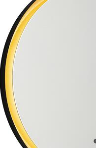 Badrumsspegel svart med guld inkl LED och touchdimmer - Pim