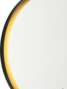 Modern badrumsspegel svart inkl LED och touchdimmer - Pim
