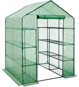 TecTake GmbH 401860 växthus med presenning, fyrkantig bas 143x143x195cm, trädgårdsväxthus drivhus - grön