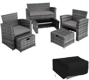 TecTake GmbH 403279 loungegrupp i konstrotting modena inkl. skyddsöverdrag - grå