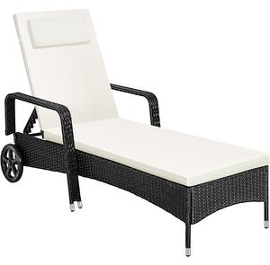 TecTake GmbH 404585 solsäng i konstrotting med hjul - svart/beige