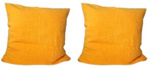 2-pack Kuddfodral i gult 70x70 Stentvättat
