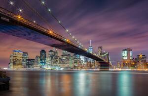 Fotografi Brooklyn Bridge at Night, Michael Zheng