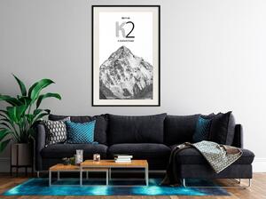 Inramad Poster / Tavla - Peaks of the World: K2 - 20x30 Guldram