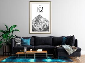 Inramad Poster / Tavla - Peaks of the World: K2 - 20x30 Guldram