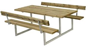 Bänkset Basic med ryggstöd, Träfärgat
