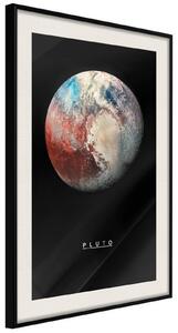 Inramad Poster / Tavla - The Solar System: Pluto - 20x30 Svart ram med passepartout
