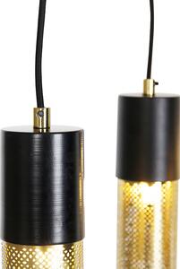 Industriell hänglampa svart med guld 10-ljus - Raspi