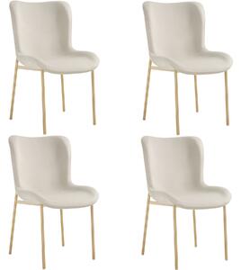 Tectake 405648 stoppad stol tessa - sammet beige/guld, uppsättning om 4