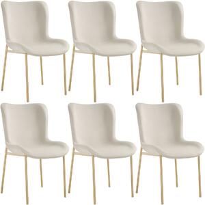 Tectake 405649 stoppad stol tessa - sammet beige/guld, uppsättning om 6