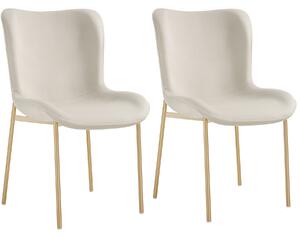 Tectake 405647 stoppad stol tessa - sammet beige/guld, uppsättning av 2