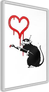 Inramad Poster / Tavla - Banksy: Love Rat - 20x30 Svart ram med passepartout