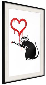 Inramad Poster / Tavla - Banksy: Love Rat - 20x30 Guldram med passepartout