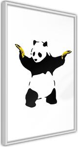 Inramad Poster / Tavla - Banksy: Panda With Guns - 40x60 Guldram med passepartout